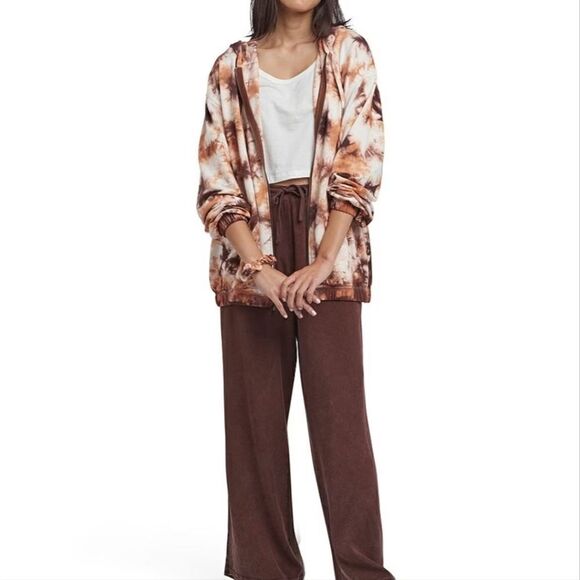 Sundown by Splendid Tie Dye Zip Up Hoodie Brown  Small NWT - Picture 8 of 9